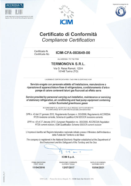 Certificazione F-Gas